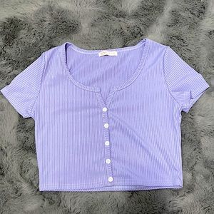 Purple T-shirt w Buttons, size S, ROMWE